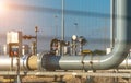 Over land gas pipeline system at natural gas station Royalty Free Stock Photo