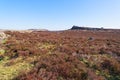 Over rugged moorland to Higger Tor and Mother Cap on a spring morning Royalty Free Stock Photo