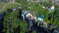 Over the Svyato-Uspensky Pskovo-Pechersky monastery. Pechora, Russia aerial video