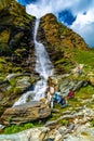 Lakes, shelters and waterfalls at the foot of the imposing Matterhorn wall