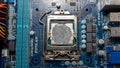 Over view of bad cpu thermal paste not covering the cpu properly