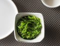 Over view of a bowl of Wakame seaweed salad