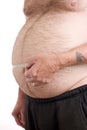 Over weight male with measuring tape Royalty Free Stock Photo