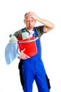 Over-worked professional cleaner Royalty Free Stock Photo