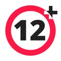 Over 12 plus forbidden round icon sign vector illustration.