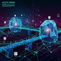 Overall design evokes themes of connectivity, data integration, Royalty Free Stock Photo