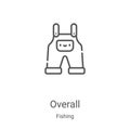 overall icon vector from fishing collection. Thin line overall outline icon vector illustration. Linear symbol for use on web and