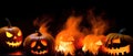 Halloween In Flame - Burning Pumpkins Generative AI Royalty Free Stock Photo