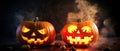 Halloween In Flame - Burning Pumpkins Generative AI Royalty Free Stock Photo
