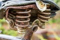 An overall partial close-up of an old rusty bicycle Royalty Free Stock Photo