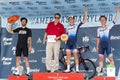 Overall race winners atop podium at tosa village classic