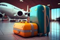 overall suitcases baggage and boxes, luggage loading on the plane in airport. illustration Generative AI Royalty Free Stock Photo