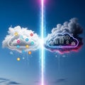 The overall theme reflects concepts of cloud computing and data exchange Royalty Free Stock Photo