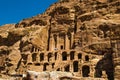 Overall view Urn Tomb, first of famous Royal Tombs, Petra, Jordan. Touristic place. Travel and vacation concept. Royalty Free Stock Photo