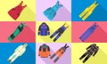 Overalls icons set, flat style Royalty Free Stock Photo