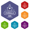 Overalls icons vector hexahedron