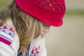 Overcast Airy Close Up Shot of a sad and lonely girl looking down Royalty Free Stock Photo