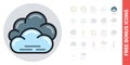 Overcast, cloudiness or nebulosity icon for weather forecast application or widget. Clouds close up. Simple color