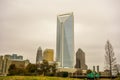 Overcast clouds over charlotte cityskyline Royalty Free Stock Photo