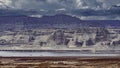 Wahweap Overlook with view of Lake Powell at low water level Royalty Free Stock Photo