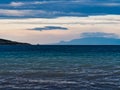 Overcast Early Morning View Over Gulf of Corinth Bay to Peloponnese Mountains Royalty Free Stock Photo