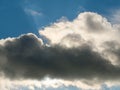 Overcast gray clouds against a sky in bright sunlight Royalty Free Stock Photo