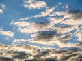 Overcast gray clouds in sunlight against a sky Royalty Free Stock Photo