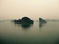 Overcast and misty morning on Halong Bay Royalty Free Stock Photo