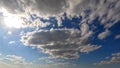 overcast rare cute white cumulus in the summertime sky - photo of nature