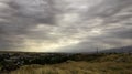 Overcast sky with dark clouds. Dark sky before a thunder-storm. The gray cloud background before rain. Royalty Free Stock Photo