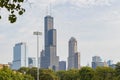 Overcast view of the downtown skyline from University of Illinois Chicago Royalty Free Stock Photo