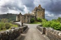 Overcast view of the Eilean Donan Castle at Highland, Scotland