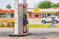 Overcast view of a gas station