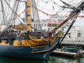 Overcast view of the HMS Surprise of Maritime Museum Royalty Free Stock Photo