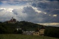 The overcasting dramatic sky over Komari Vizka Building