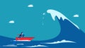 Overcome the crisis. Business leaders overcome the ocean waves.