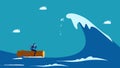 Overcome the crisis. Business leaders overcome the ocean waves