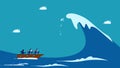 Overcome the crisis. Business leaders overcome the ocean waves.