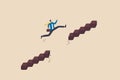 Overcome difficulty or obstacle to grow career path, challenge and risk to success and win business competition concept, ambitious