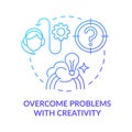 Overcome problems with creativity blue gradient concept icon