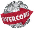 Overcome in Time Word Arrows Clock Sphere