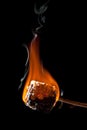 Overcooked Marshmallow Burning and getting all Black Royalty Free Stock Photo