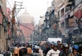 Overcrowded street in old town Delhi