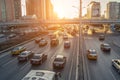 Overcrowding traffic in sunset Royalty Free Stock Photo