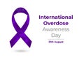 Overdose Awareness Day purple low poly ribbon Royalty Free Stock Photo