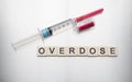 Overdose, Syringe and Vial on Stainless Steel Royalty Free Stock Photo