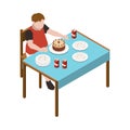 Overeating Boy Isometric Composition