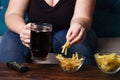 Overeating, sedentary lifestyle, alcohol addiction Royalty Free Stock Photo