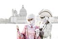 Overexposed aristocrat couple during venice carnival Royalty Free Stock Photo