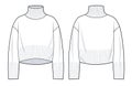 Overfit Roll Neck Sweater, technical fashion illustration.